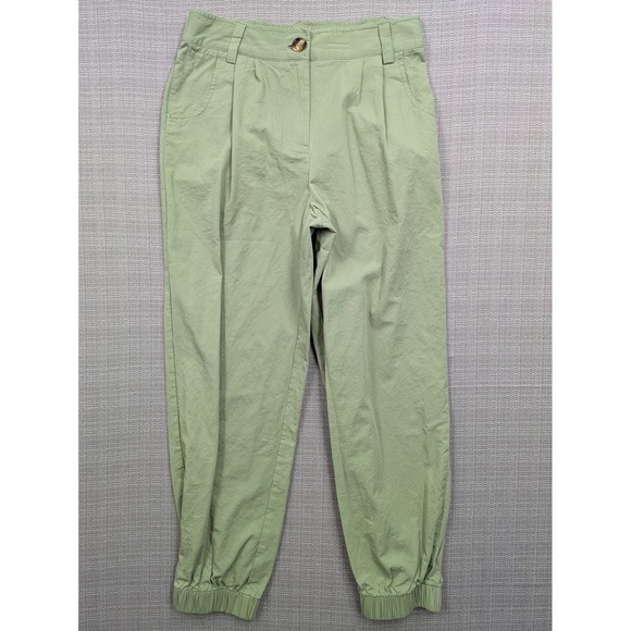 HALARA Pants - Halara Pants Womens Small Green Cotton Twill Jogger Elastic Waist Cuffed Pockets